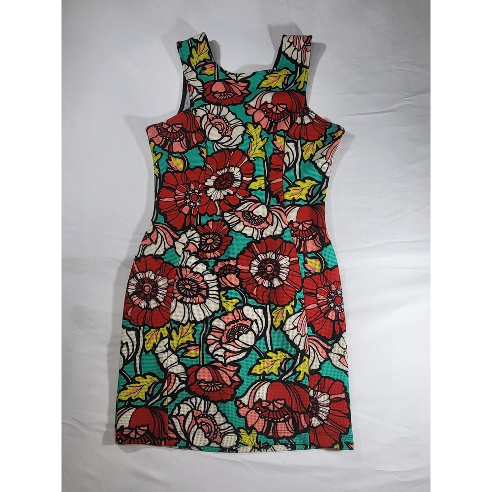 Mystic Fun Pop‎ Art Floral Knit Sleeveless 60's Style Mini Dress